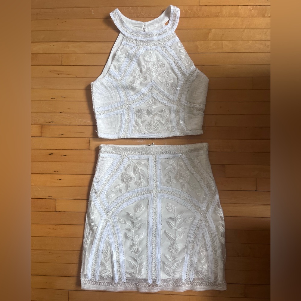 Lulu’s White Sequin Two Piece